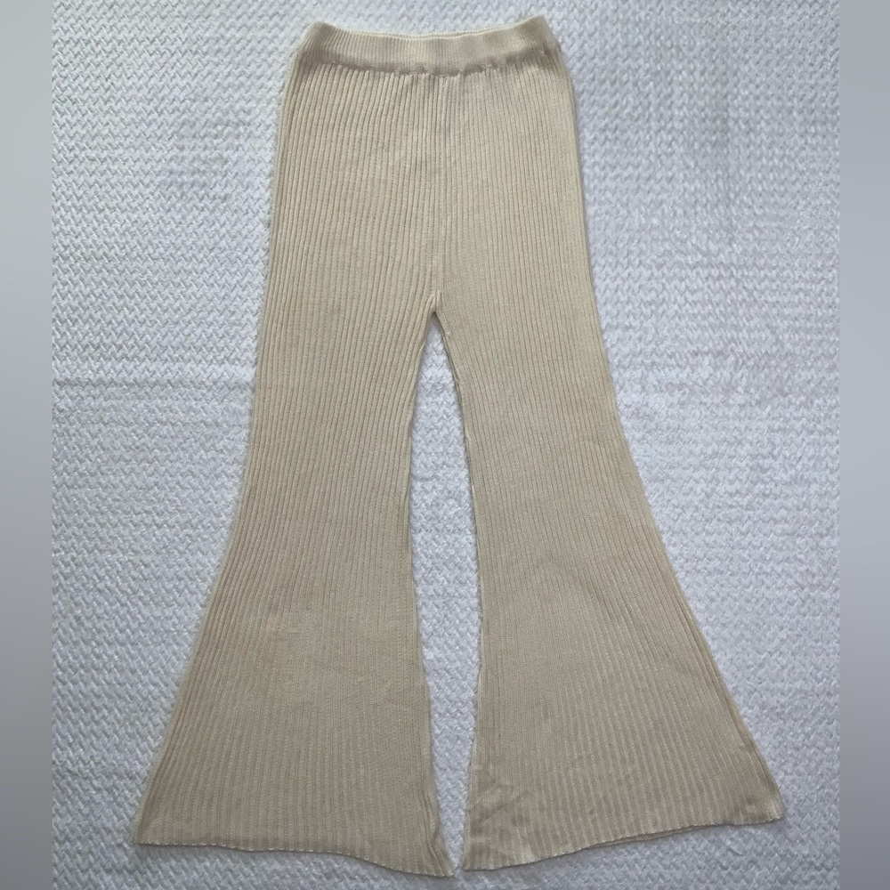 OPIA Cream Knit Flair Pants